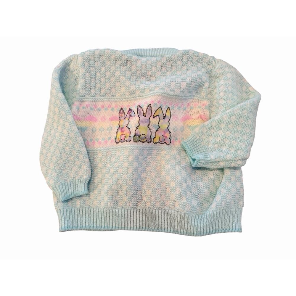 Snuggle Alert Vintage Easter Sweater Upstyled Toddler 12 M Custom Design Bunnies